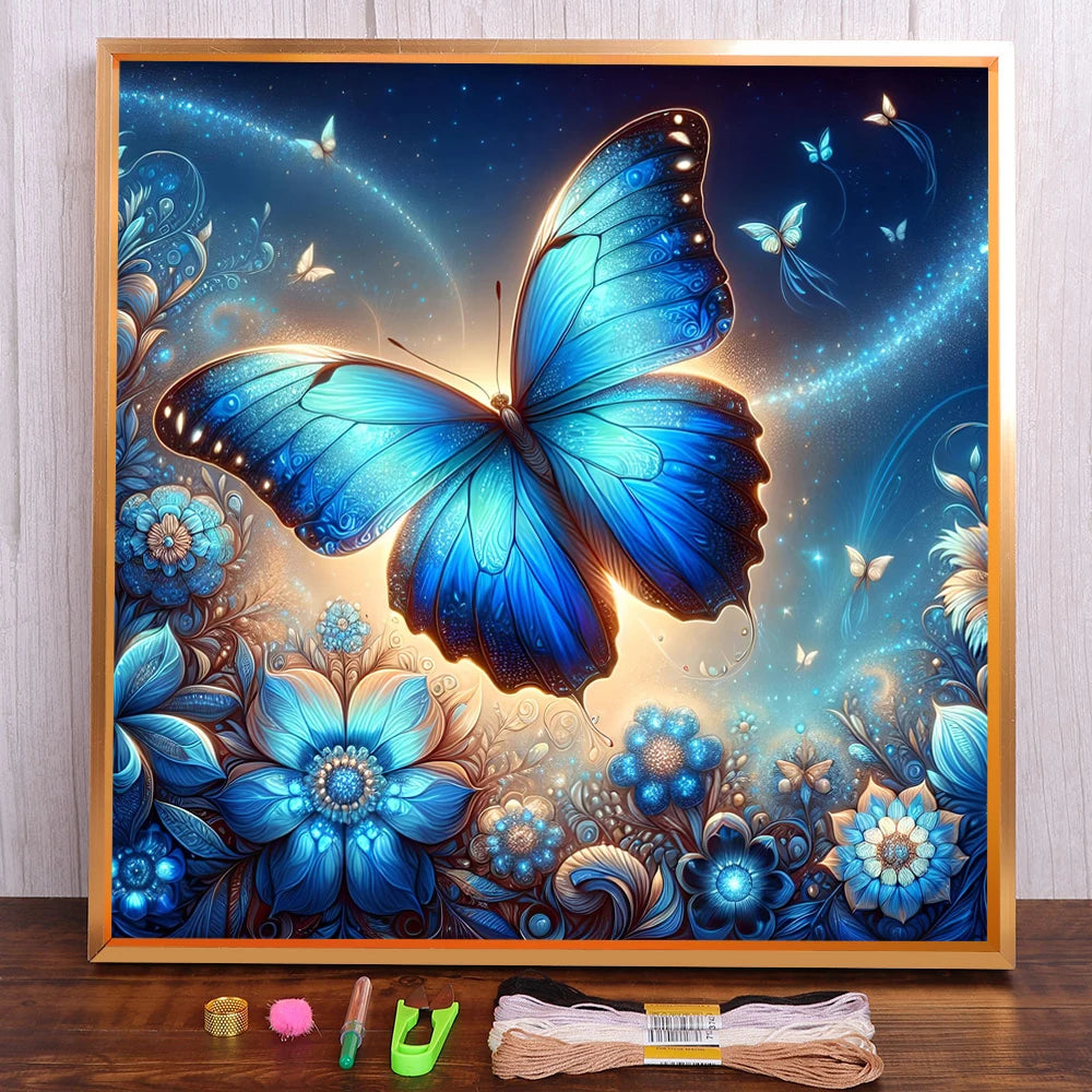 Butterfly Printed Fabric Cross Stitch Embroidery