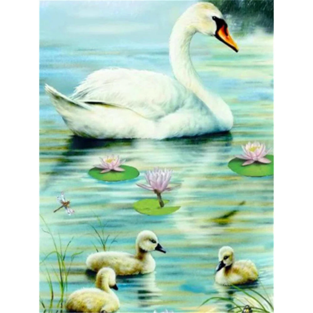 Swan Printed Cross Stitch Embroidery Kit