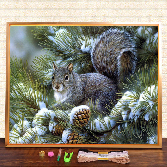 Squirrel Cross Stitch  Embroidery Kit