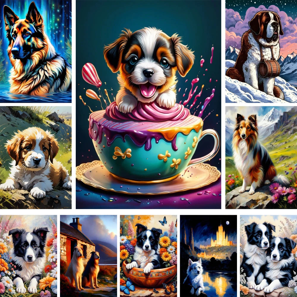 Border Collie Cross Stitch Embroidery Kit