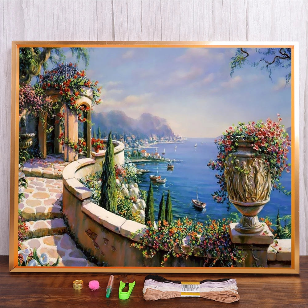 Landscape Seaside Cross Stitch Embroidery Kit