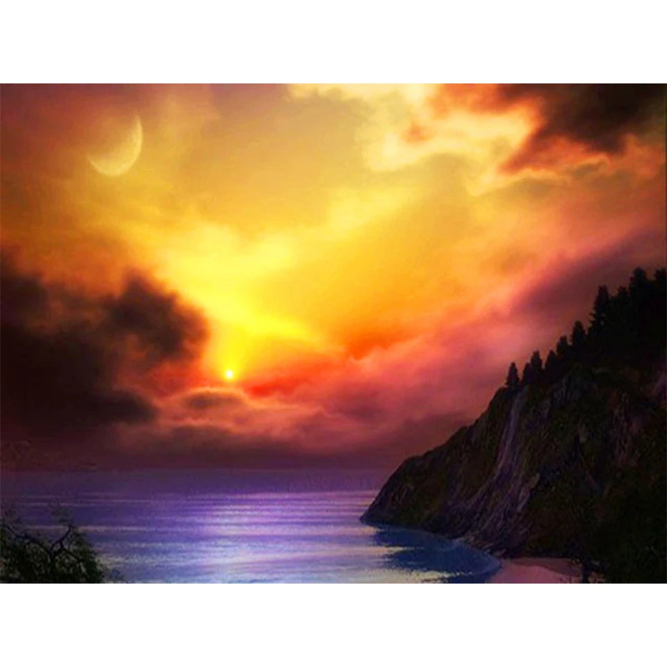 Diamond Landscape Sunset  Embroidery Kit