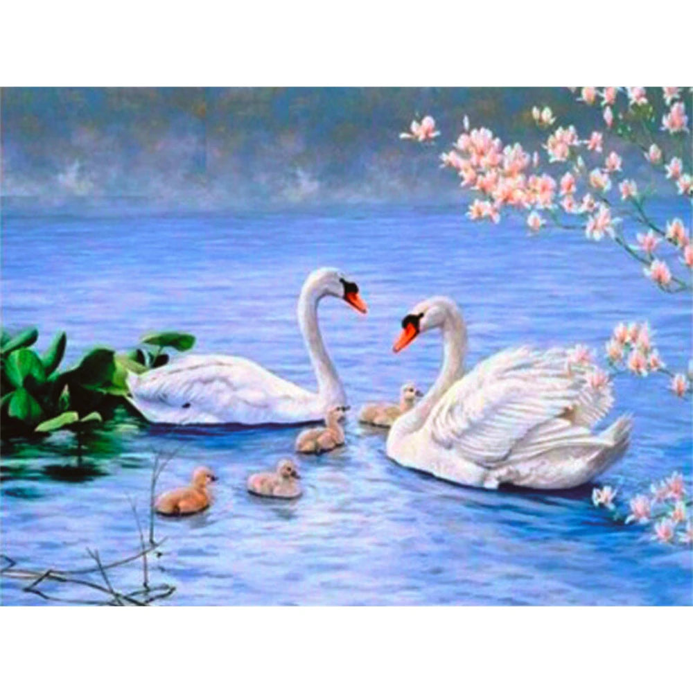 Swan Printed Cross Stitch Embroidery Kit