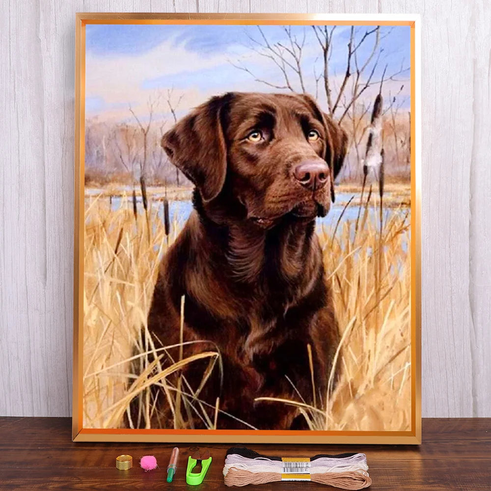 Labrador Cross Stitch DIY Embroidery Complete Kit