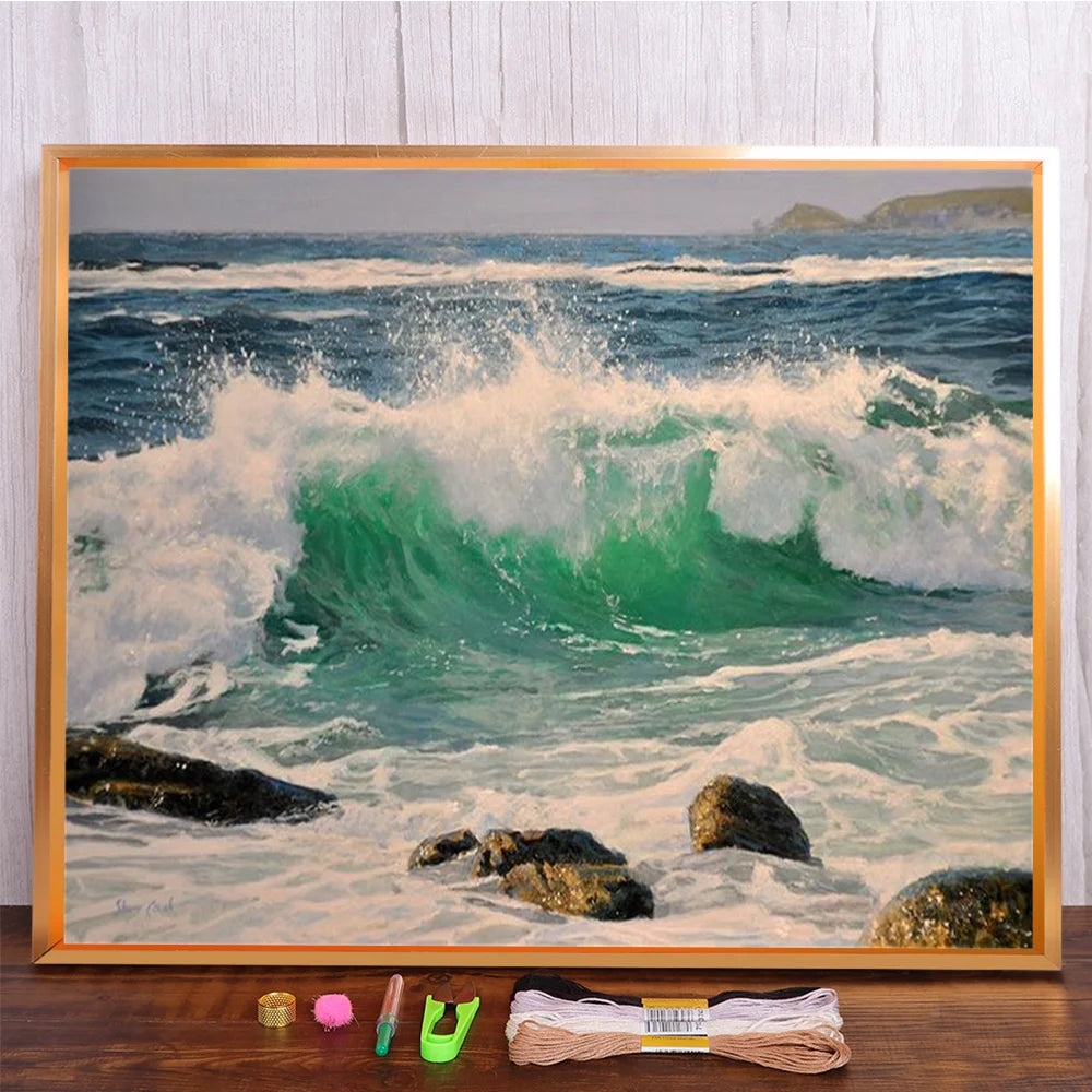 Landscape Seaside Cross-Stitch Embroidery Kit