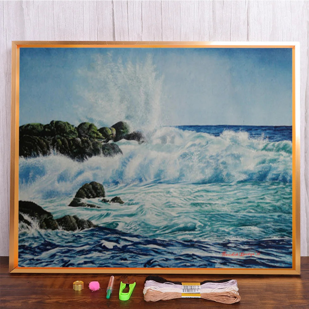 Landscape Seaside Cross-Stitch  Embroidery Kit