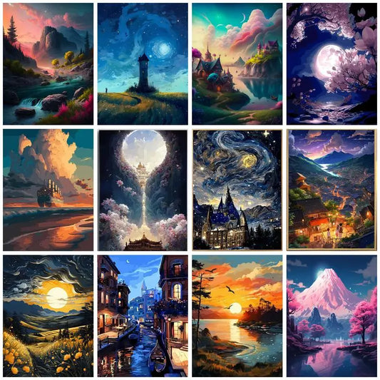 Paint By Numbers Landscape Starry Sky