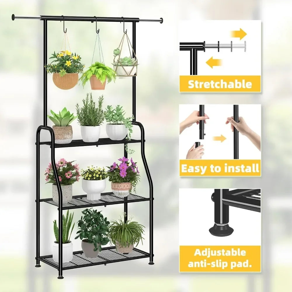 Metal 3 Tiered Hanging Plant Shelf