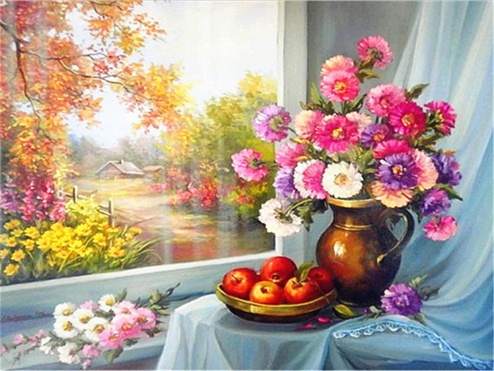 Landscape Flowers Seaside Cross Stitch Embroidery Kit