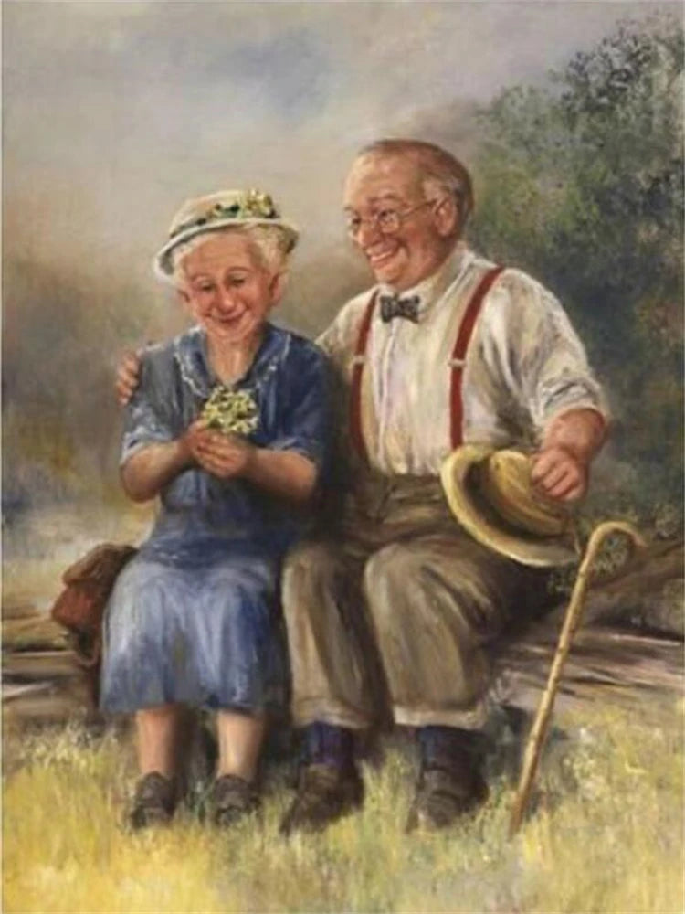 Old Couple Cross-Stitch Embroidery Kit