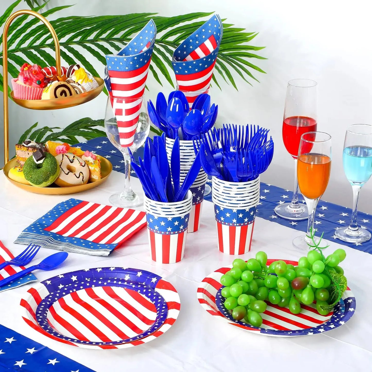 American Flag Patriotic Independence Day Disposable Tableware