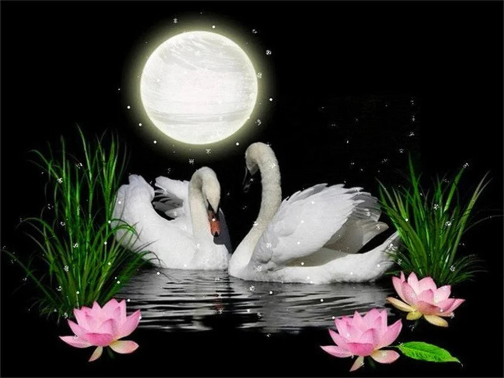 Swan Printed Fabric Cross Stitch Embroidery Kits