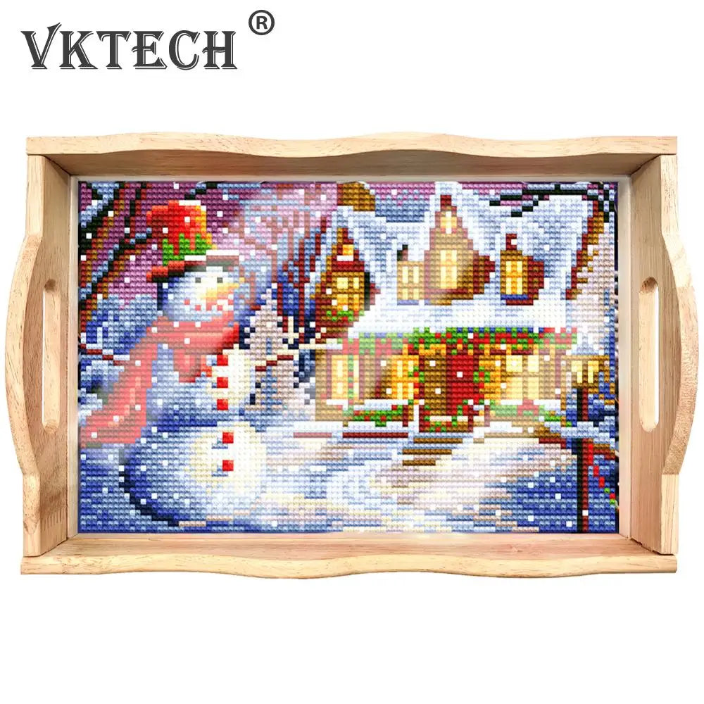 Diamond Painting Wooden Serving Tray with Handle