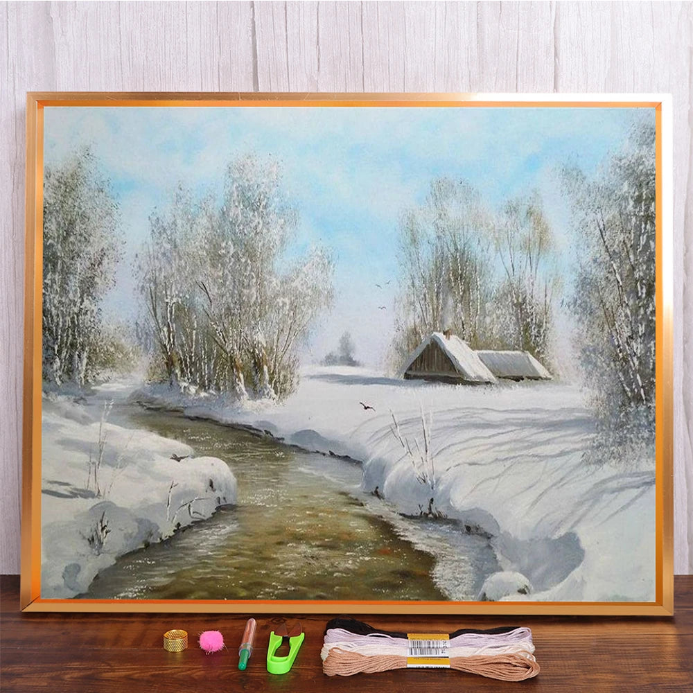 Landscape Winter Cross Stitch Embroidery Kit