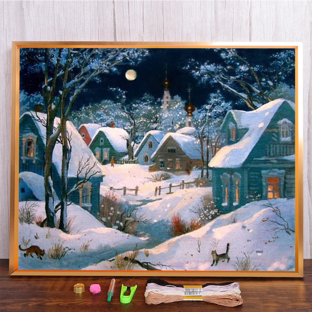 Landscape Winter Cross Stitch Embroidery Kit