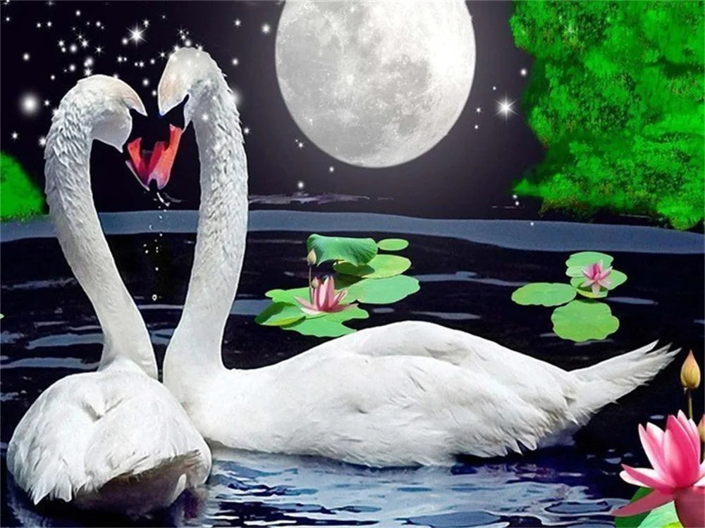 Swan Printed Fabric Cross Stitch Embroidery Kits