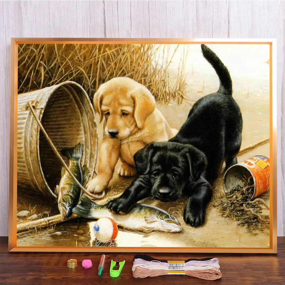 Labrador Cross Stitch DIY Embroidery Complete Kit