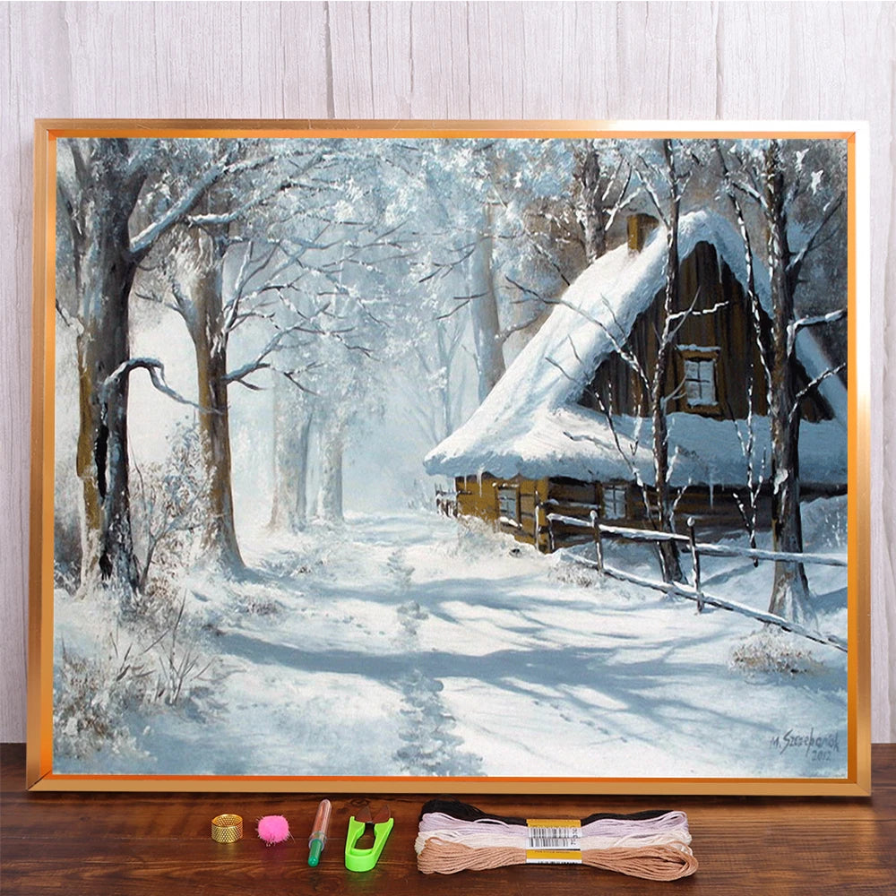 Landscape Winter Cross Stitch Embroidery Kit