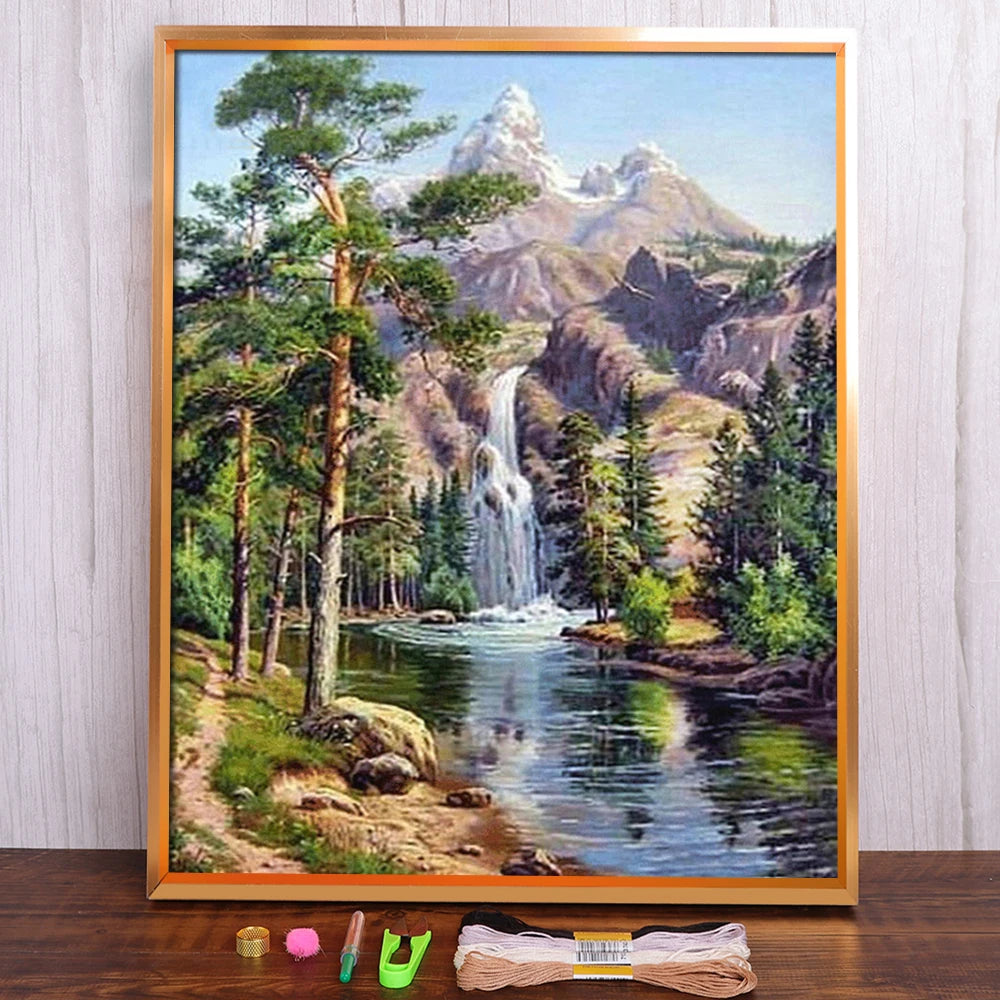 Landscape 11CT Cross Stitch  Embroidery Complete Kit