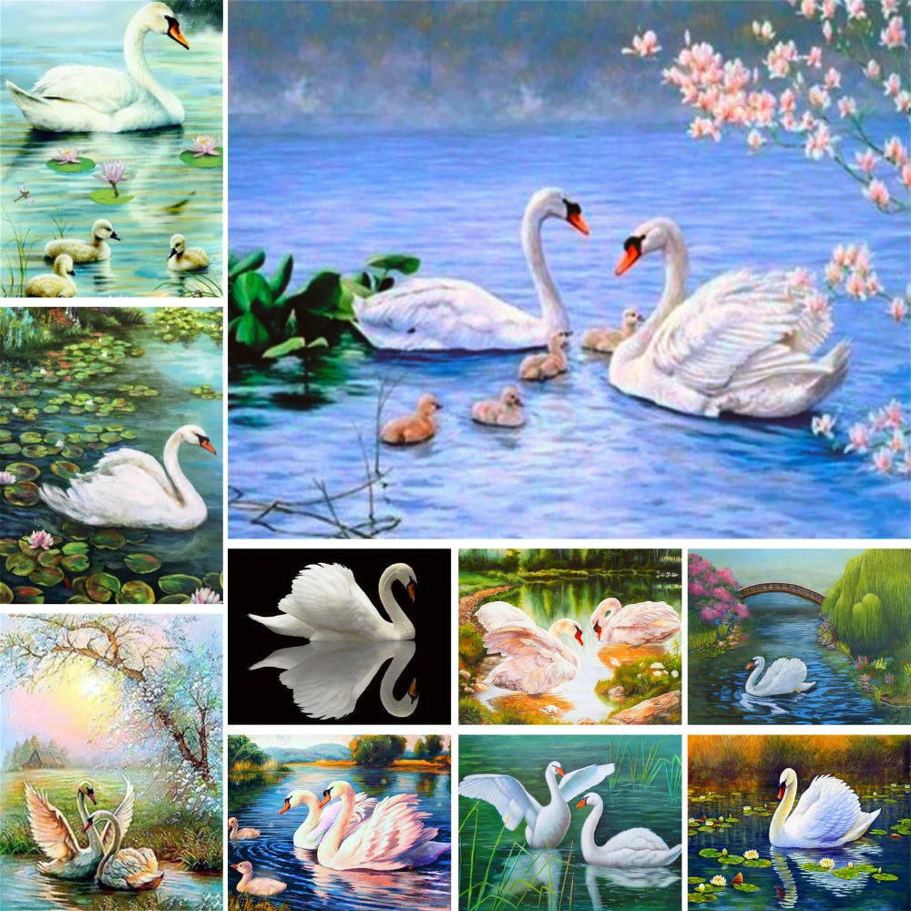 Swan Printed Cross Stitch Embroidery Kit