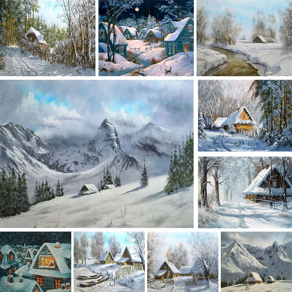 Landscape Winter Cross Stitch  Embroidery Kit