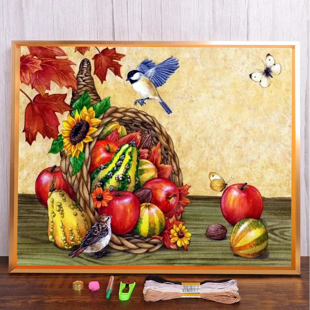 Fruit Basket  Canvas Cross Stitch Embroidery Set