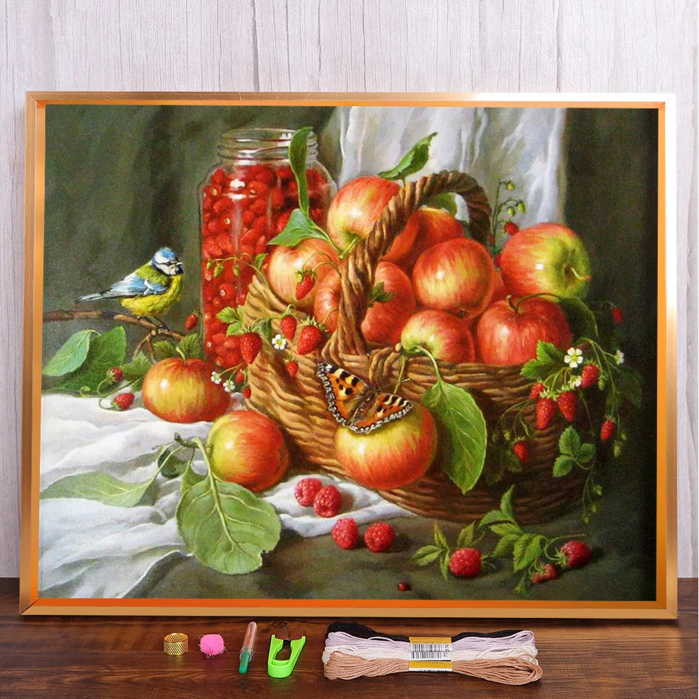 Fruit Basket Canvas Cross Stitch Embroidery Set