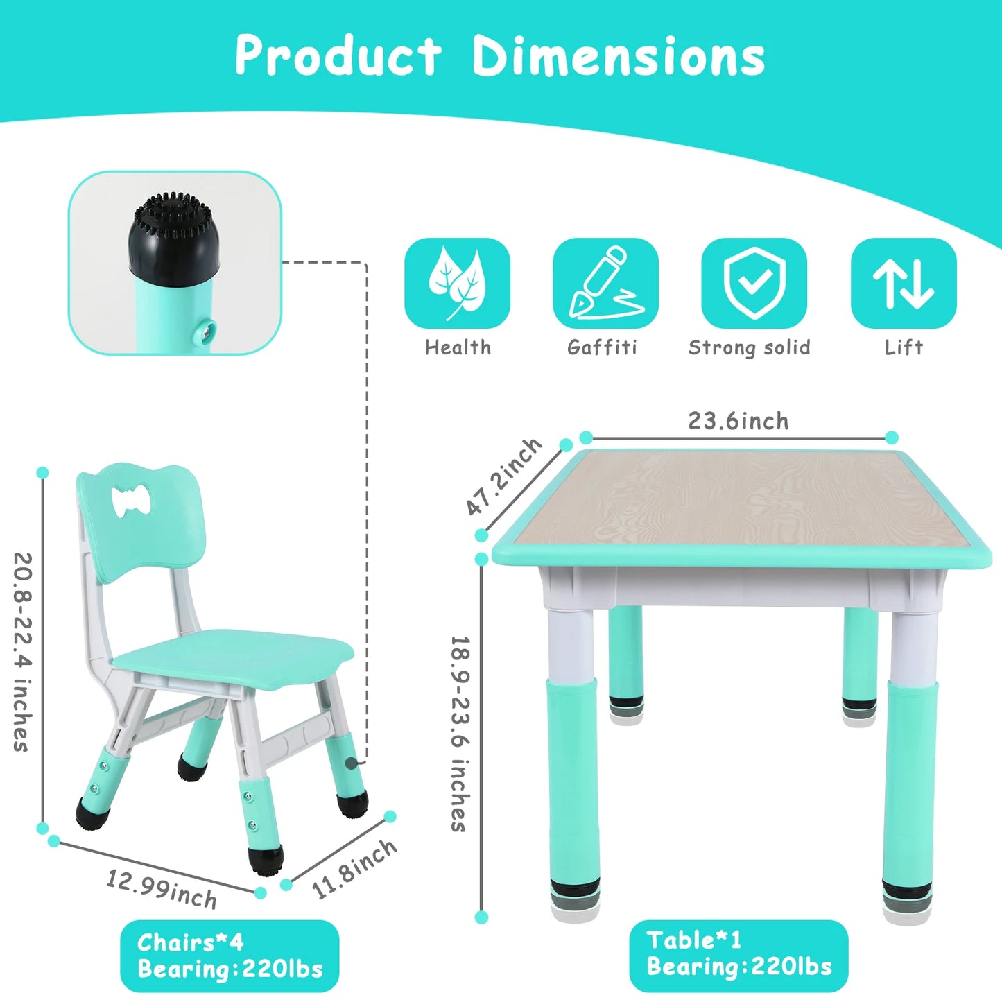 Kid Table and Chairs Multi-Activity Table