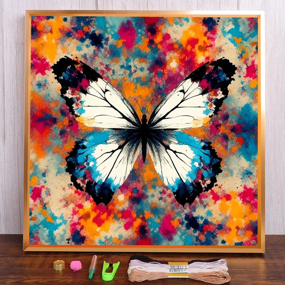 Butterfly Printed Fabric Cross Stitch Embroidery