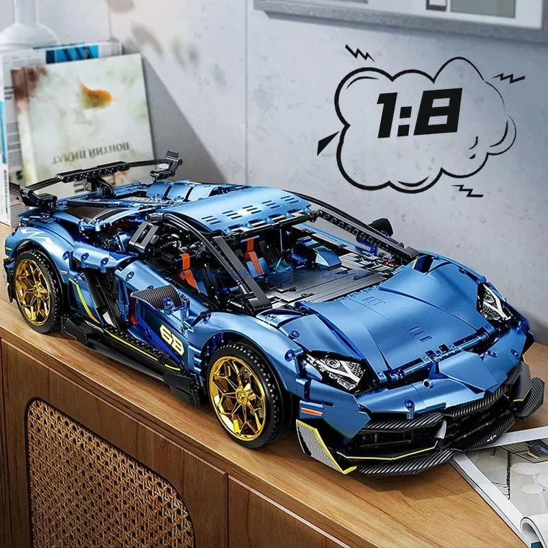 Blue SVJ Super Speed Sports Car Building Blocks