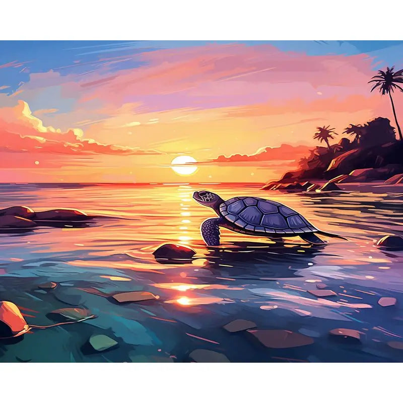 Oil Painting By Number Turtles on the Beach