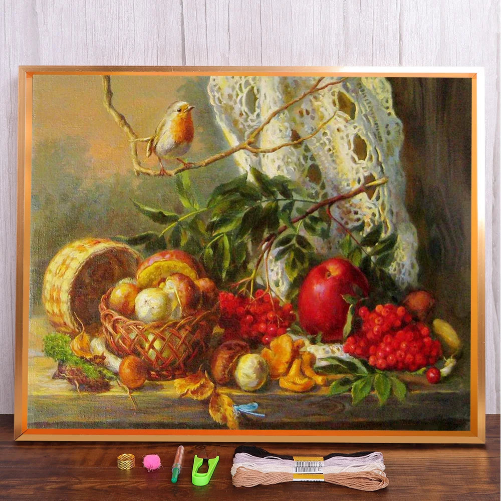 Fruit Basket Canvas Cross Stitch Embroidery Set