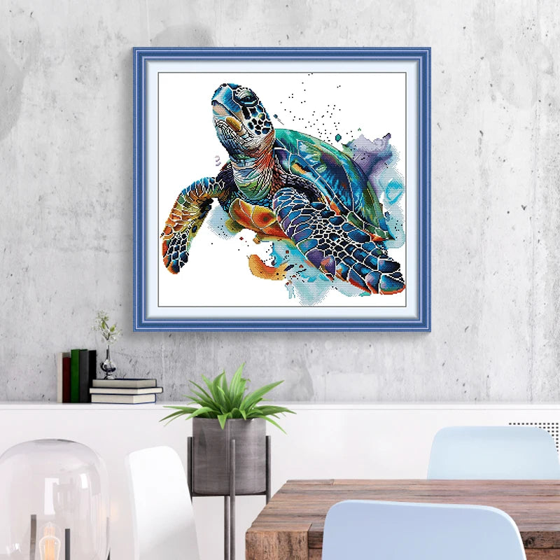 Embroider Counted Cross-Stitching Turtles Kit