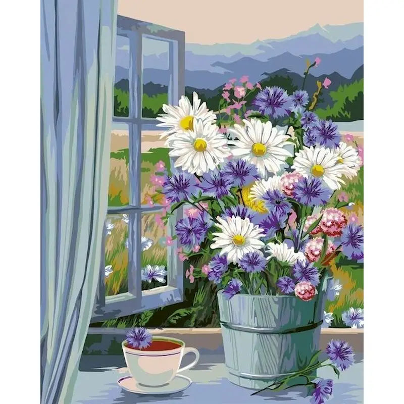 Paintings By Numbers Flowers On Canvas