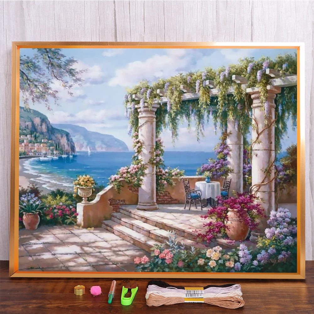 Landscape Seaside Cross Stitch Embroidery Kit