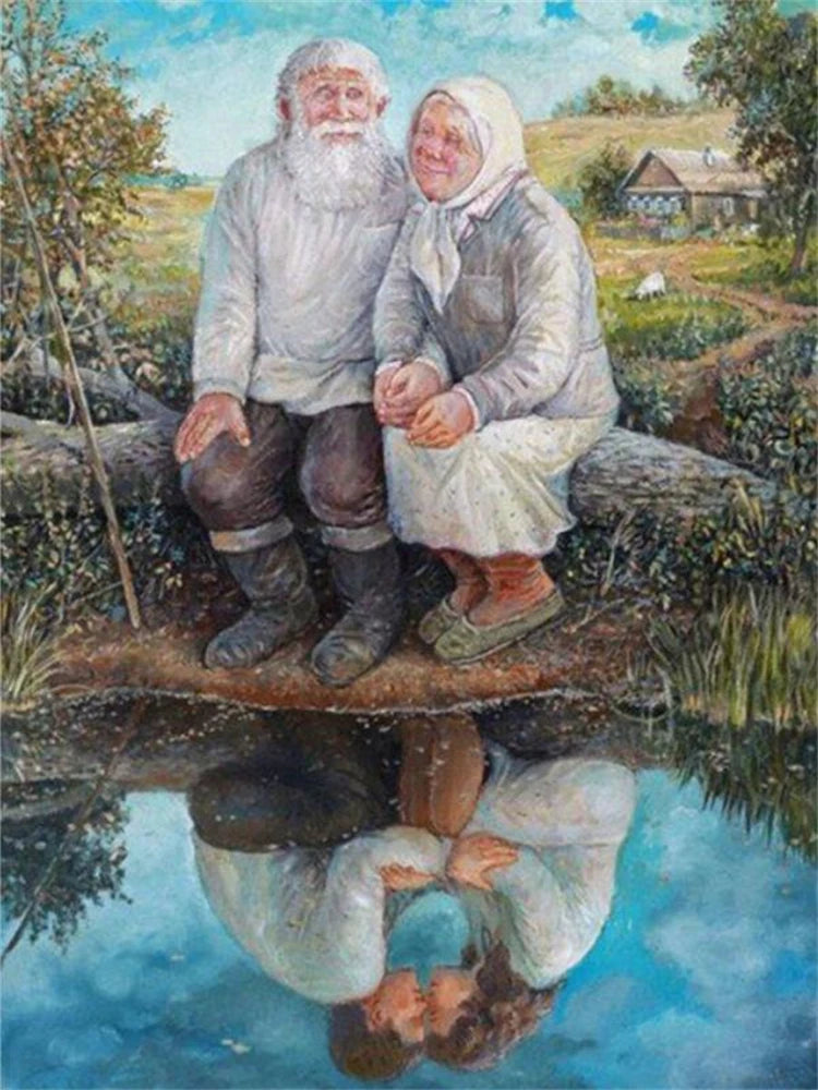 Old Couple Cross-Stitch Embroidery Kit