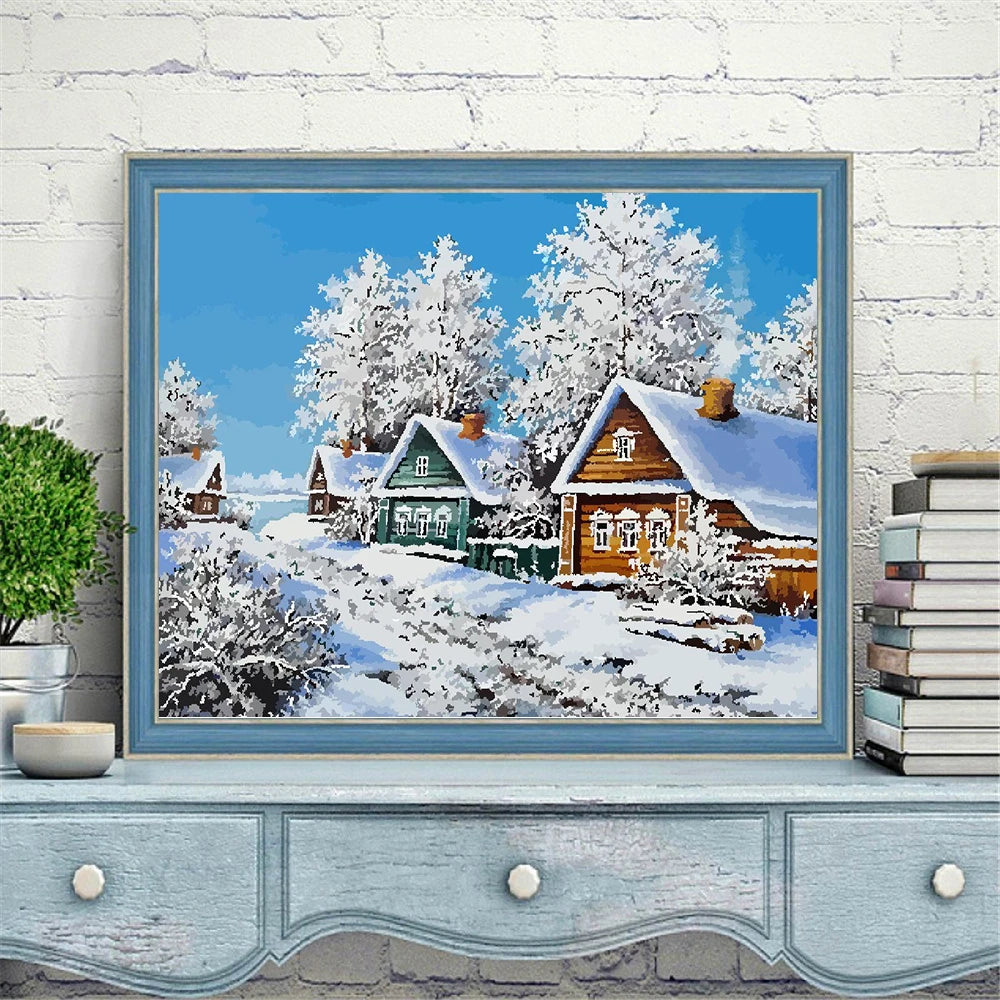 Winter House Scenery Paint By Number Kit