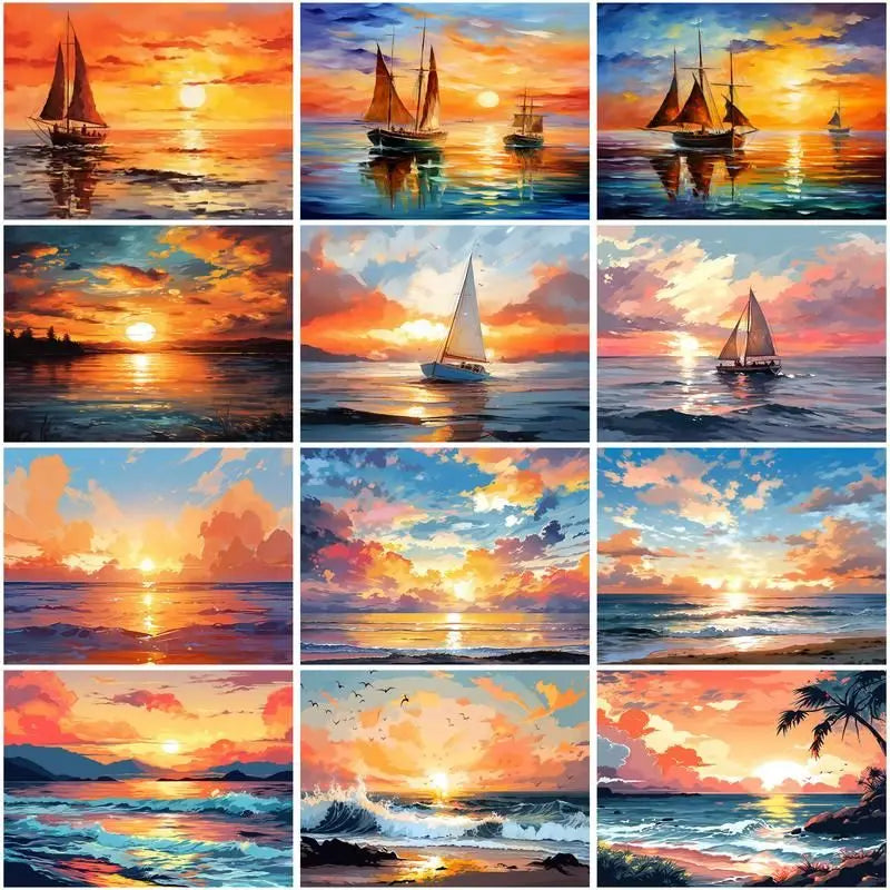 Sunset and Sea View Drawing Number Kits