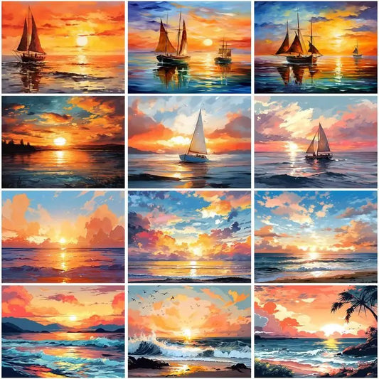 Sunset and Sea View Drawing Number Kits