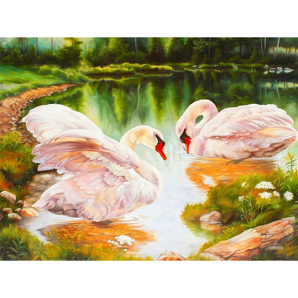 Swan Printed Cross Stitch Embroidery Kit