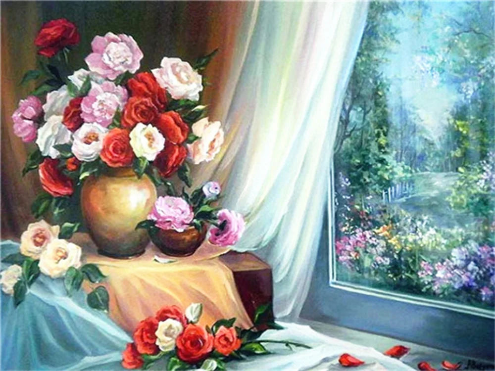 Landscape Flowers Seaside Cross Stitch Embroidery Kit