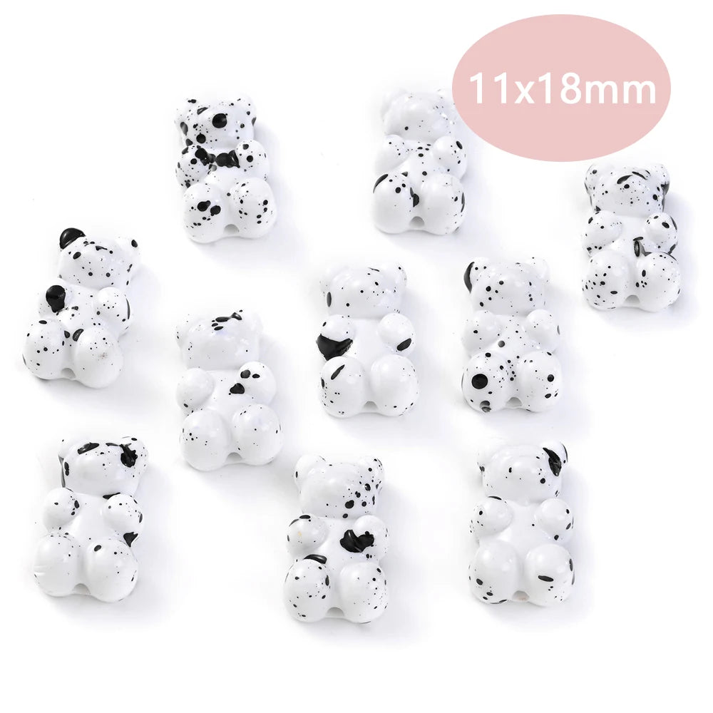 Black And White Bear Acrylic Beads For Jewelry Making