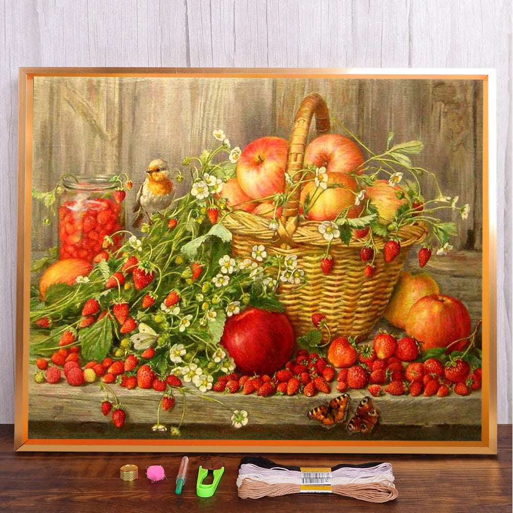 Fruit Basket Canvas Cross Stitch Embroidery Set