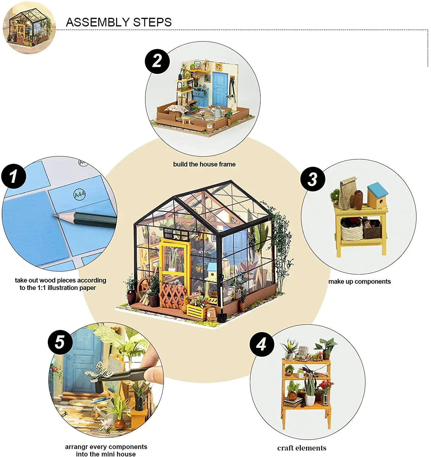 Doll House with Furniture Miniature Wooden Kits Assemble