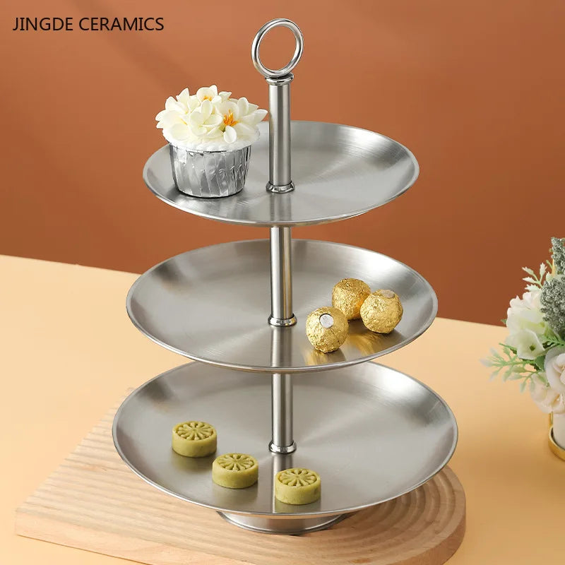 Stainless Steel Three-layer Food Tray