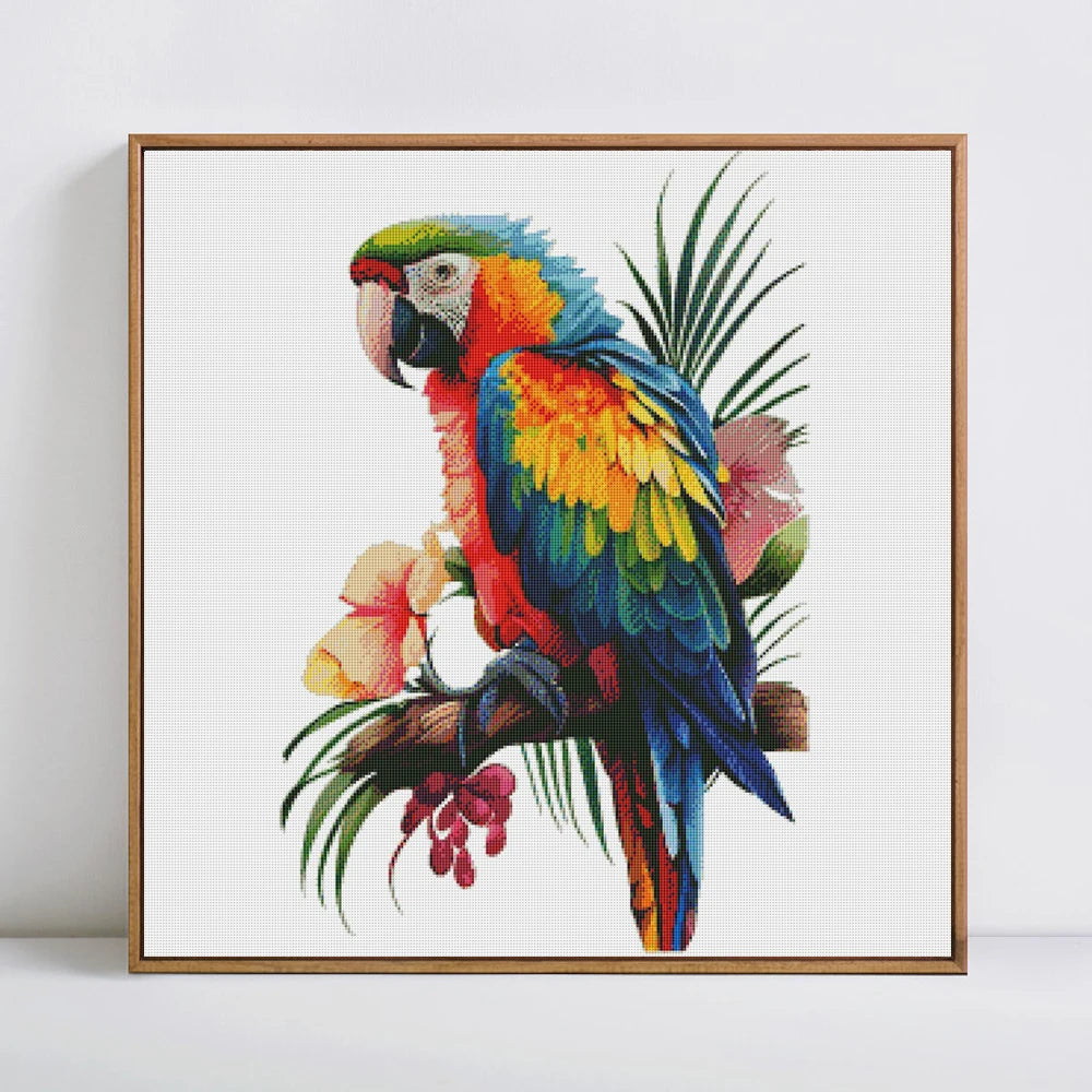 Embroidery Parrot Cross Stitch Flower Kits