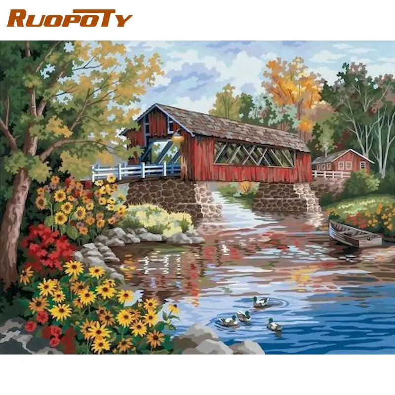 Painting By Numbers Bridge Landscape