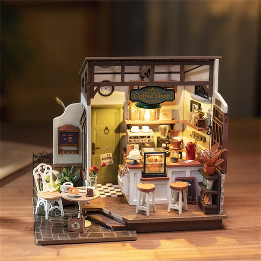 Cafe 3D Puzzle DIY Miniature Dollhouse Kit Crafts