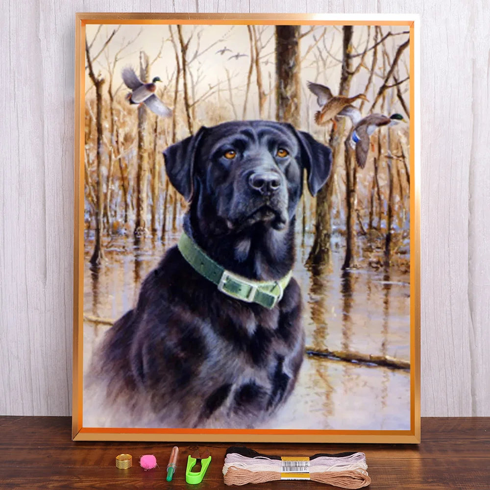 Labrador Cross Stitch DIY Embroidery Complete Kit