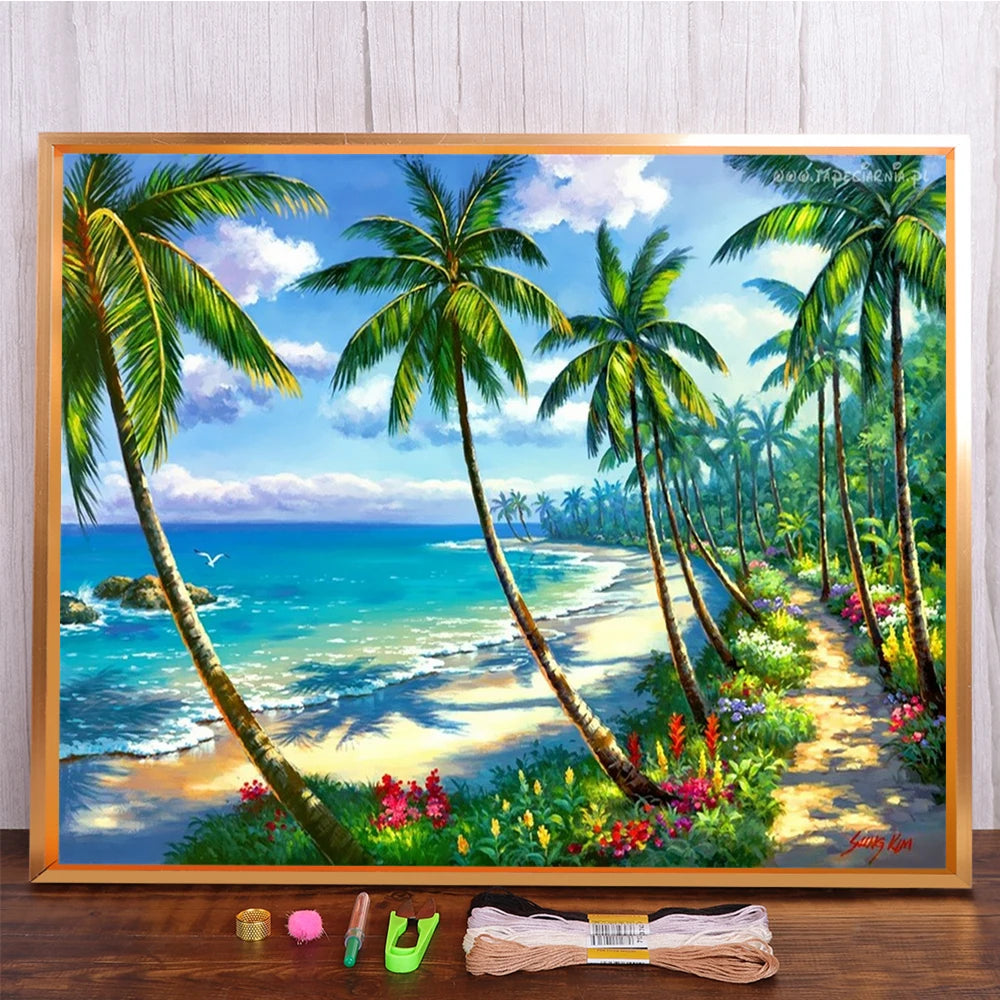 Landscape Seaside Cross Stitch Embroidery Kit